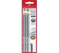 FABER-CASTELL 117097 - Lápiz GRIP 2001, dureza B, paquete de 3 con un borrador
