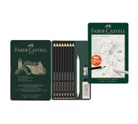 Faber-Castell Set de lápices Pitt Graphite Matt 115220, 11 piezas, borrador, goma y sacapuntas