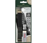 FABER-CASTELL - Juego de lápices Pitt Graphite Matt, 5 unidades | Con lápices de artista extra mates, goma de borrar y sacapuntas para trabajos de grafito