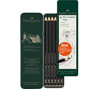Faber-Castell Estuche de metal 115207 – 6 lápices Pitt Graphite Matt (2B, 4B, 6B, 8B, 10B, 12B)