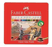 Faber-Castell l 115845 - Estuche de metal con 24 lápices de colores forma hexagonal, lápices escolares, multicolor