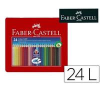 Faber Castell Lápices de Colores Acuarelables Colour Grip Triangular 24 Colores Surtidos Caja Metálica