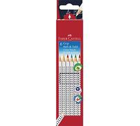 FABER-CASTELL 113210 - Lápices de colores GRIP para cuadernos y pizarras, estuche de 6 unidades, contenido - blanco, amarillo, rojo, azul, verde y marrón