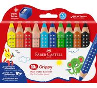 Faber-Castell Lápices de colores 110636 – Set 10 Grippy XXL y sacapuntas Multicolor Niños