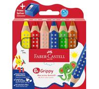 Faber-Castell Lápices Grippy XXL - Set de 6 básicos con sacapuntas