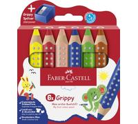 Faber-Castell Lápices Grippy XXL - Set de 6 básicos con sacapuntas