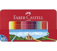 Faber-Castell Estuche metálico 115894 – 60 lápices de colores hexagonales Multicolor Niños
