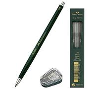 Faber Castell - Lápiz de plomo TK 9400, grosor de la mina: 2 mm, dureza: HB + minas de repuesto y sacapuntas