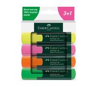 Faber Castell Marcador Rotulador Textliner 1548 Fluorescente Caja de 3 + 1 Gratis Colores Surtidos Trazo 1/5mm