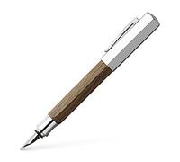 Faber-Castell Ondoro 147580 - Pluma Estilográfica con Cuerpo en Madera de Roble Ahumado - Forma Hexagonal - Plumín de Acero Inoxidable - Trazo M