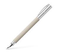 FABER-CASTELL - Pluma estilográfica Ambition OpArt White Sand, plumín M | Pluma con cuerpo de resina noble, plumín de acero inoxidable y sistema de cartuchos y convertidor, incluye estuche de regalo