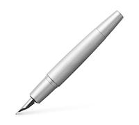 Faber-Castell Pluma estilográfica e-motion Pure Silver – plumín M con envoltorio y convertidor