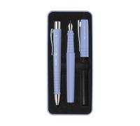 Faber-Castell Juego bolígrafo y pluma Poly 241051 – Trazo B y XB Iris pálido 3 piezas