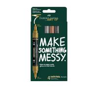 Faber Castell Rotulador Acrílico de Doble Punta, Tinta a Base de Agua, Caja de 4 Unidades Colores Metálicos Surtidos - Ideal para Profesionales y Aficionados