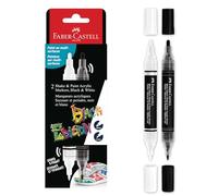 FABER-CASTELL - Rotuladores acrílicos Shake & Paint Black Edition | 2 Rotuladores acrílicos de doble punta (1 mm y 3 mm) para papel, madera, cristal, piedra y mucho más