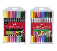 Faber-Castell Rotuladores con dos puntas (estándar + neón, 2 estuches de 10 unidades)