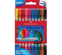 FABER-CASTELL Rotuladores de Fibra Doble Punta Glitter Caja de 10