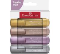 Faber-Castell Subrayador Textliner 46 Metallic – Juego de 4, oro y púrpura, punta biselada
