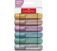 Faber-Castell Subrayadores metalizados 254676 - punta biselada, glitter metal - Juego de 6