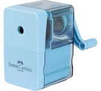 FABER-CASTELL - Sacapuntas con manivela Sky Blue | Afiladora manual para lápices de grafito y de colores de hasta 8,4 mm; dimensiones de la afiladora: 5,5 x 6,5 x 9 cm