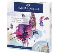 Faber-Castell Juego de acuarelas 169618 – 12 tubos pintura, 4 pinceles acuarela, paleta y plantilla