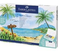 Faber-Castell Creative Studio Juego 12 sartenes acuarela + pincel diseño tropical
