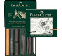 Faber-Castell – Estuche de metal – 112978 – 24 piezas de carbón PITT