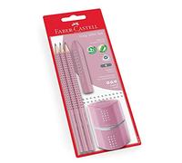 Faber-Castell - Set de lápices Grip 2001 - 5 piezas (3 lápices, goma y sacapuntas) - Rose Shadows