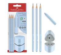 Faber-Castell Juego de lápices 580074 Grip azul cielo con sacapuntas y goma - 5 piezas