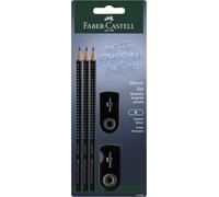 Faber-Castell Lápices Grip 2001 217086 - 3 unidades con sacapuntas y goma - Negro