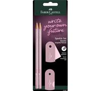 Faber-Castell Set de lápices Sparkle 218480 con sacapuntas, goma de borrar y 2 lápices rosa sombra