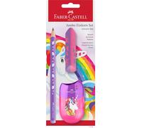 FABER-CASTELL 111528 - Set de escritura Unicornio con lápiz jumbo, sacapuntas y goma de borrar, set escolar para niños