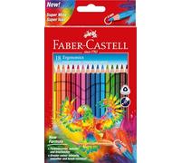 Faber-Castell 116514 - Set de lápices de colores Ergonomics de 18 piezas, forma triangular, material de dibujo para niños y adultos