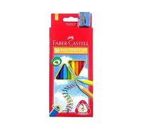 FABER-CASTELL 116510 - Lápices de colores triangulares jumbo, 10 lápices de colores en estuche de cartón, para niños y adultos