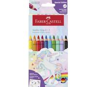 Faber-Castell Estuche lápices de colores Jumbo Unicornio 10 piezas incluye 2 lápices Sparkle