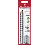 FABER-CASTELL - Set de lápices Grip 2001, de 3 piezas | Set de escritura con 2 lápices B y un miniafilador para el colegio, la oficina y el hogar