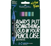 FABER-CASTELL - Set de rotuladores acrílicos Multimark, 8 colores | 8 rotuladores acrílicos de doble punta, resistentes al agua y de secado rápido