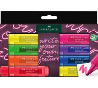 FABER-CASTELL - Set de rotuladores de 46 unidades, 8 rotuladores | Subrayadores con colores neón, pastel y metalizados, así como punta en forma de cuña para trazos de 1 a 5 mm