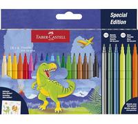 FABER-CASTELL - Set de rotuladores Dino, 24 colores | Rotuladores en colores estándar, metalizados y neón para niños y proyectos creativos