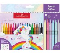 Faber-Castell Set rotuladores Unicornio – 13 rotuladores, punta de fibra, colores estándar y pastel