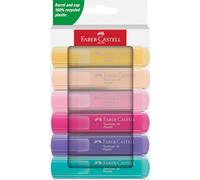 Faber-Castell Juego de rotuladores 251656 – 6 rotuladores pastel, punta cuña 1–5 mm, recargables