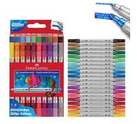 Faber-Castell Set de rotuladores 151108 Glitzer – 20 rotuladores de doble punta para niños y adultos