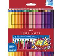 Faber-Castell Rotuladores Grip Colour Marker 155335, 30 rotuladores para niños y adultos