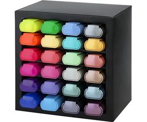 FABER-CASTELL - Set de rotuladores resaltadores, 24 en organizador | Subrayadores con colores neón, pastel y metalizados, con punta en cuña para trazos de 1 a 5 mm