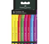 FABER-CASTELL - Set de rotuladores Textliner 38, 8 colores | Rotuladores con cuerpo fino y colores vivos para marcas precisas