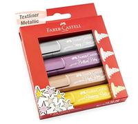 Faber-Castell Rotuladores TL 46 Set de 4 en estuche, colores metálicos, punta cónica duradera 1-5 mm