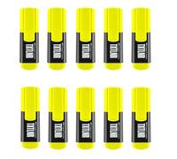 FABER-CASTELL - Set de rotuladores TXTLNR, 10 rotuladores amarillo neón | Subrayadores compactos con punta en forma de cuña en amarillo neón, mini subrayadores para niños y adultos