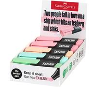 FABER-CASTELL - Set de rotuladores TXTLNR, 10 rotuladores en tonos pastel | Subrayadores compactos con punta en cuña y 4 delicados colores pastel, mini subrayadores para niños y adultos