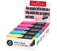 FABER-CASTELL - Set de rotuladores TXTLNR, 10 rotuladores en tonos pastel | Subrayadores compactos con punta en cuña y 4 delicados colores pastel, mini subrayadores para niños y adultos