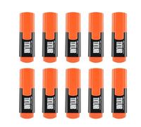FABER-CASTELL - Set de rotuladores TXTLNR, 10 rotuladores naranja neón | Subrayadores compactos con punta en cuña naranja neón, mini subrayadores para niños y adultos